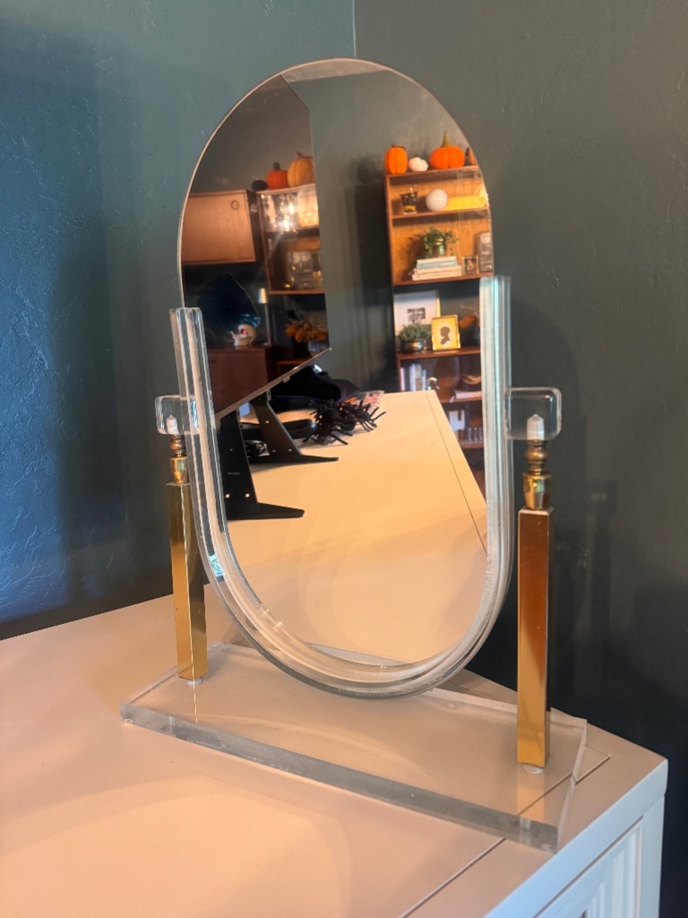 Vintage 1960’s Authentic Charles Hollis Jones Lucite Tabletop Vanity Mirror